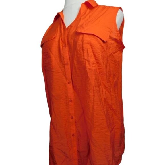 Westbound Size XL Tangerine Textured Button Front Collared Blouse Top NWT - Picture 2 of 2
